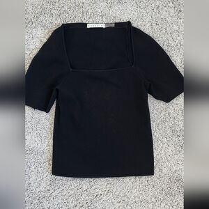 NWOT Alice + Olivia $195 Square Neck Top Size S/P Black